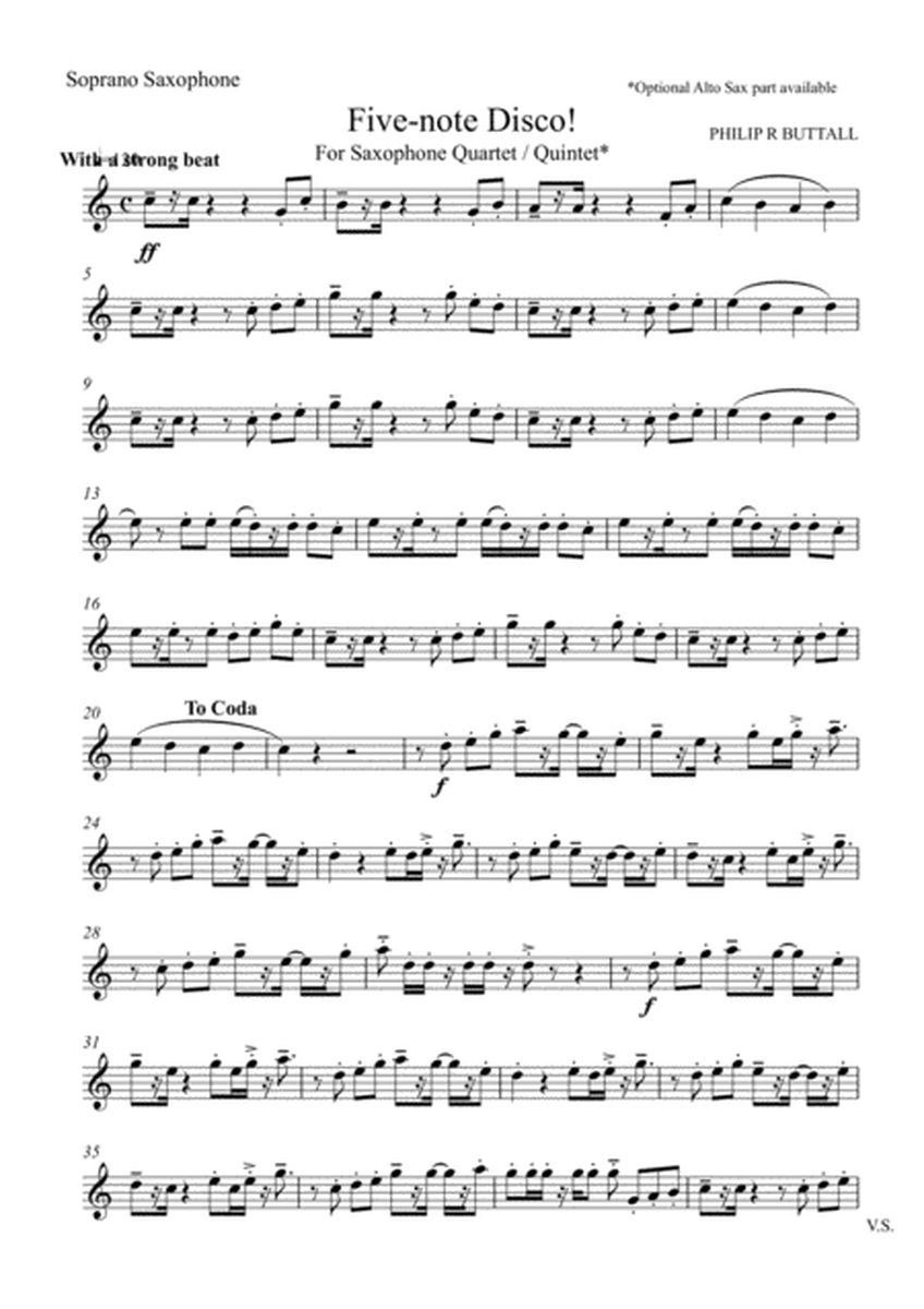Five-note Disco! (Saxophone Quartet / Quintet) - Set of Parts [x4 / 5]