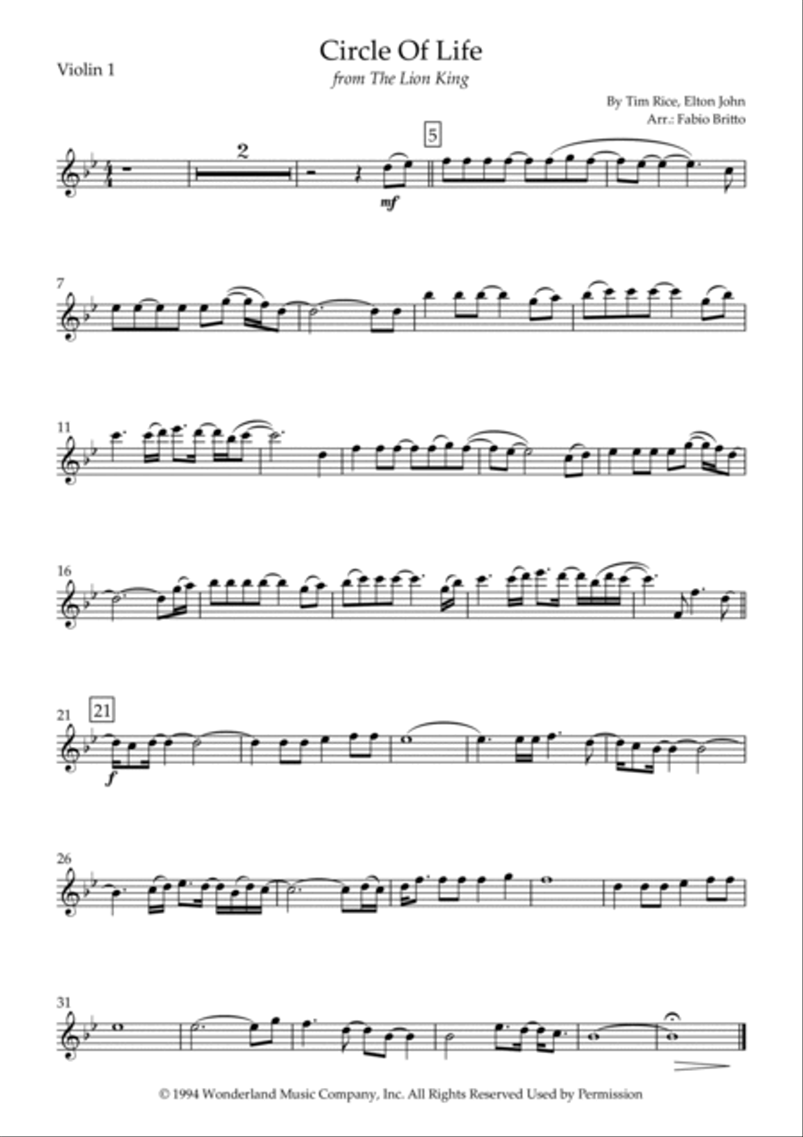 Circle Of Life String Quartet scores gallery preview page 4