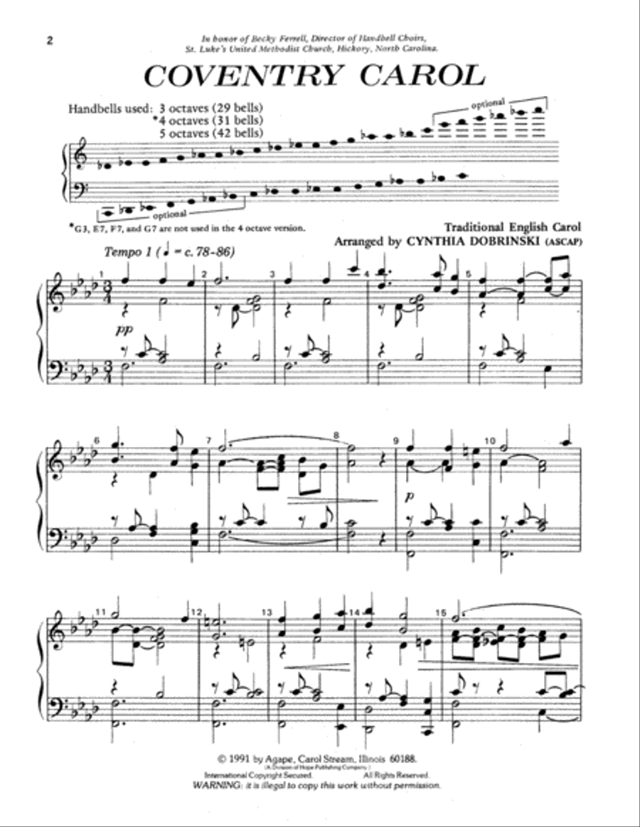 Coventry Carol 5-Octaves scores gallery preview page 2