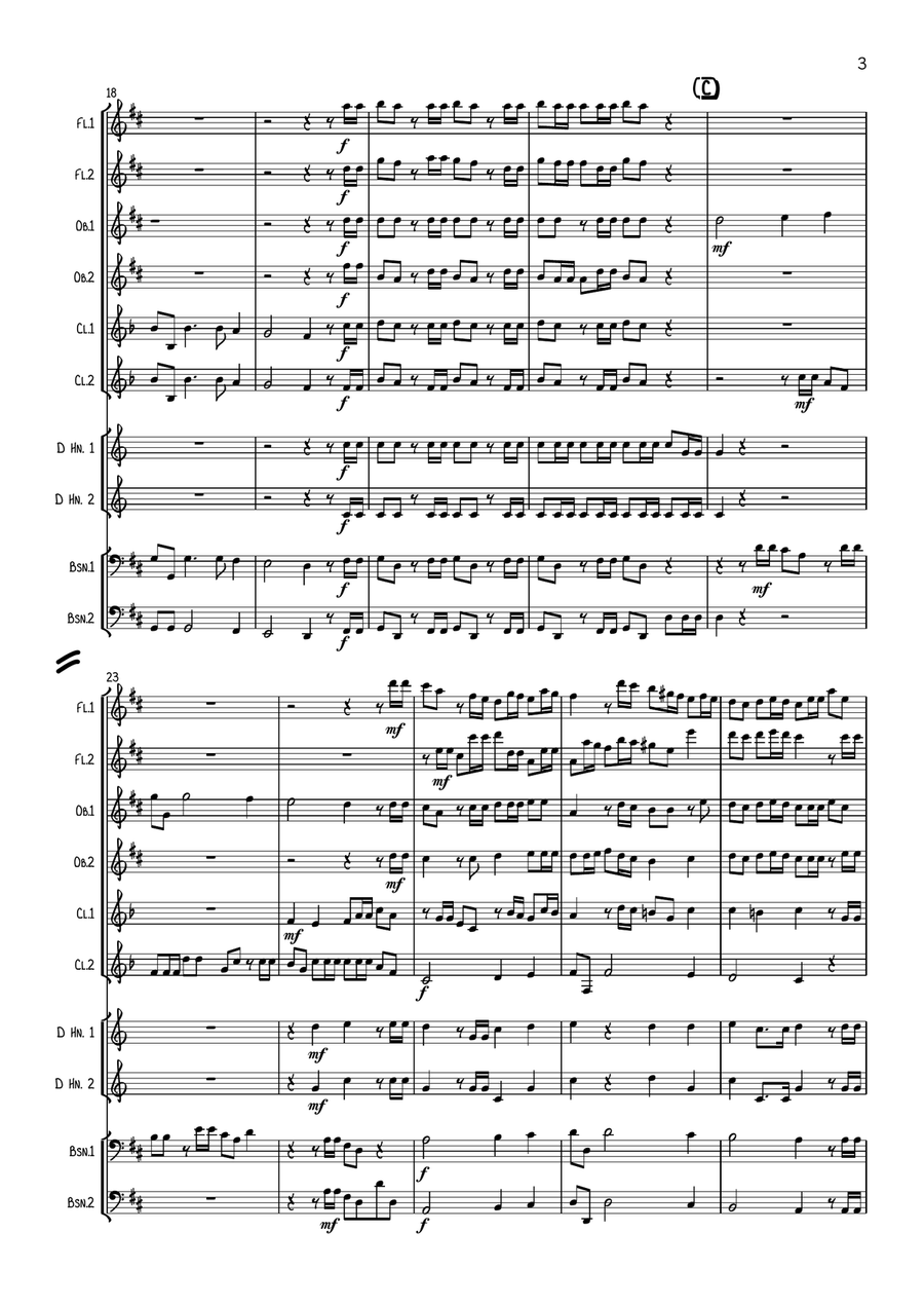 Handel: Messiah (Der Messias) Hallelujah Chorus (original key of D) - wind dectet Large Ensemble scores gallery preview page 3
