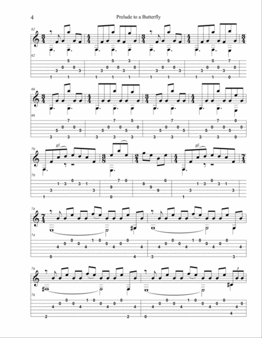Prelude to a Butterfly Classical Guitar scores gallery preview page 4
