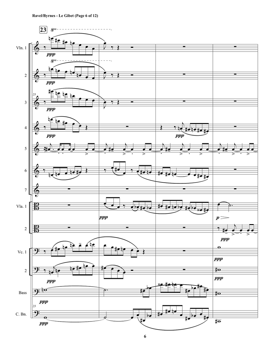 Le Gibet (Gaspard de la Nuit) for String Orchestra & Contrabassoon String Orchestra scores gallery preview page 6
