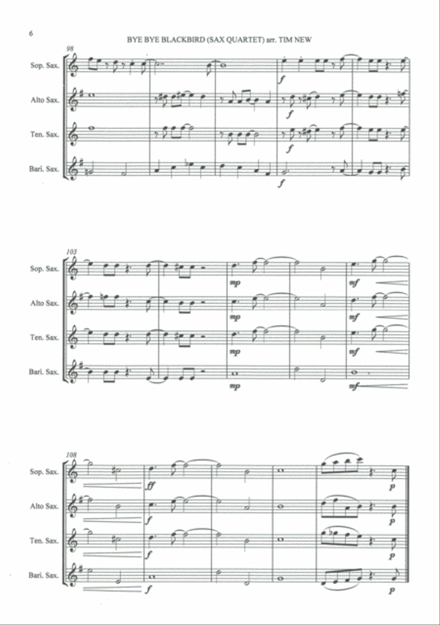 Bye Bye Blackbird Bye Bye Blackbird Woodwind Quartet scores gallery preview page 6