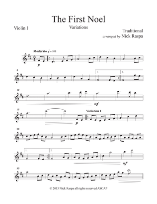 The First Noel (variations for string orchestra) Violin I part