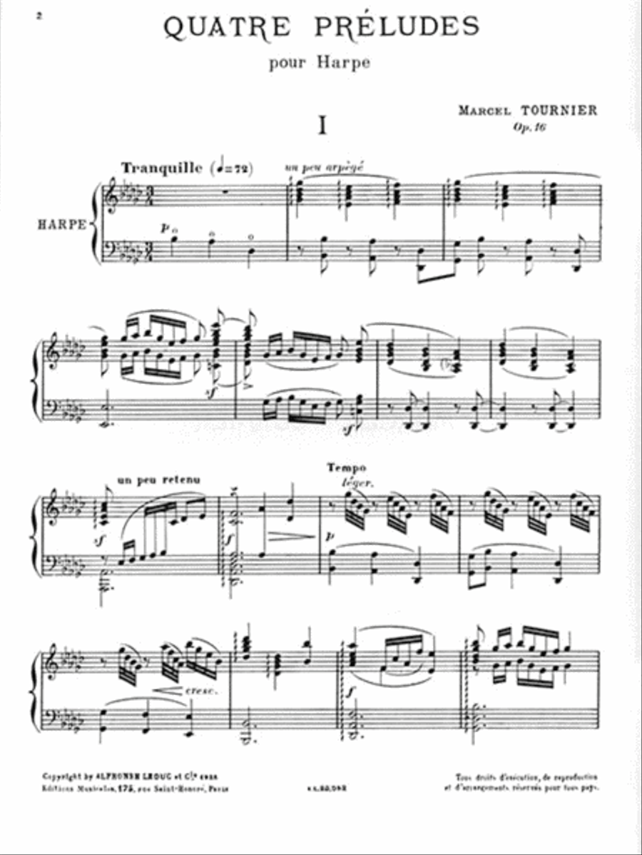 Quatre Preludes pour Harpe Harp scores gallery preview page 2