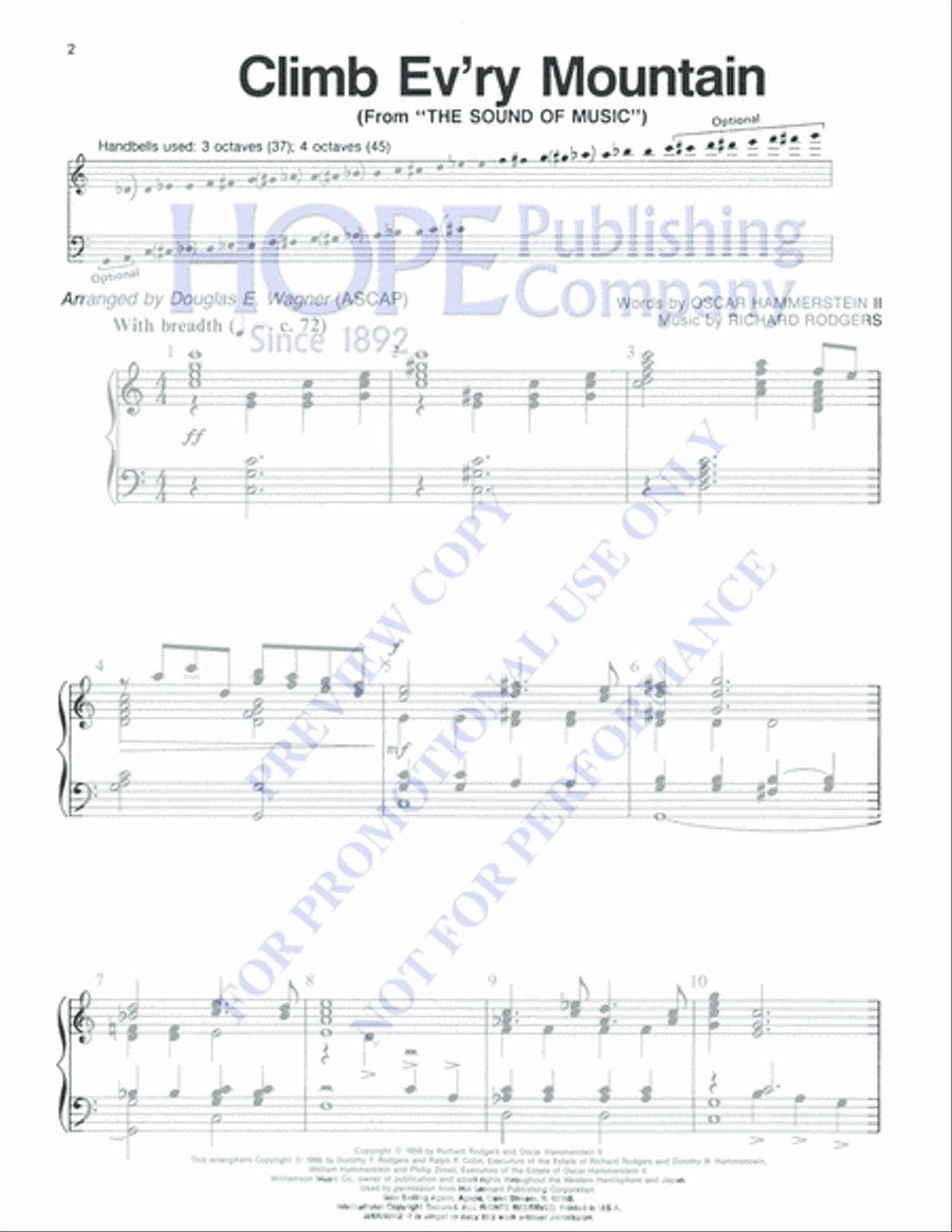 Climb Ev'ry Mountain 4-Octaves scores gallery preview page 3