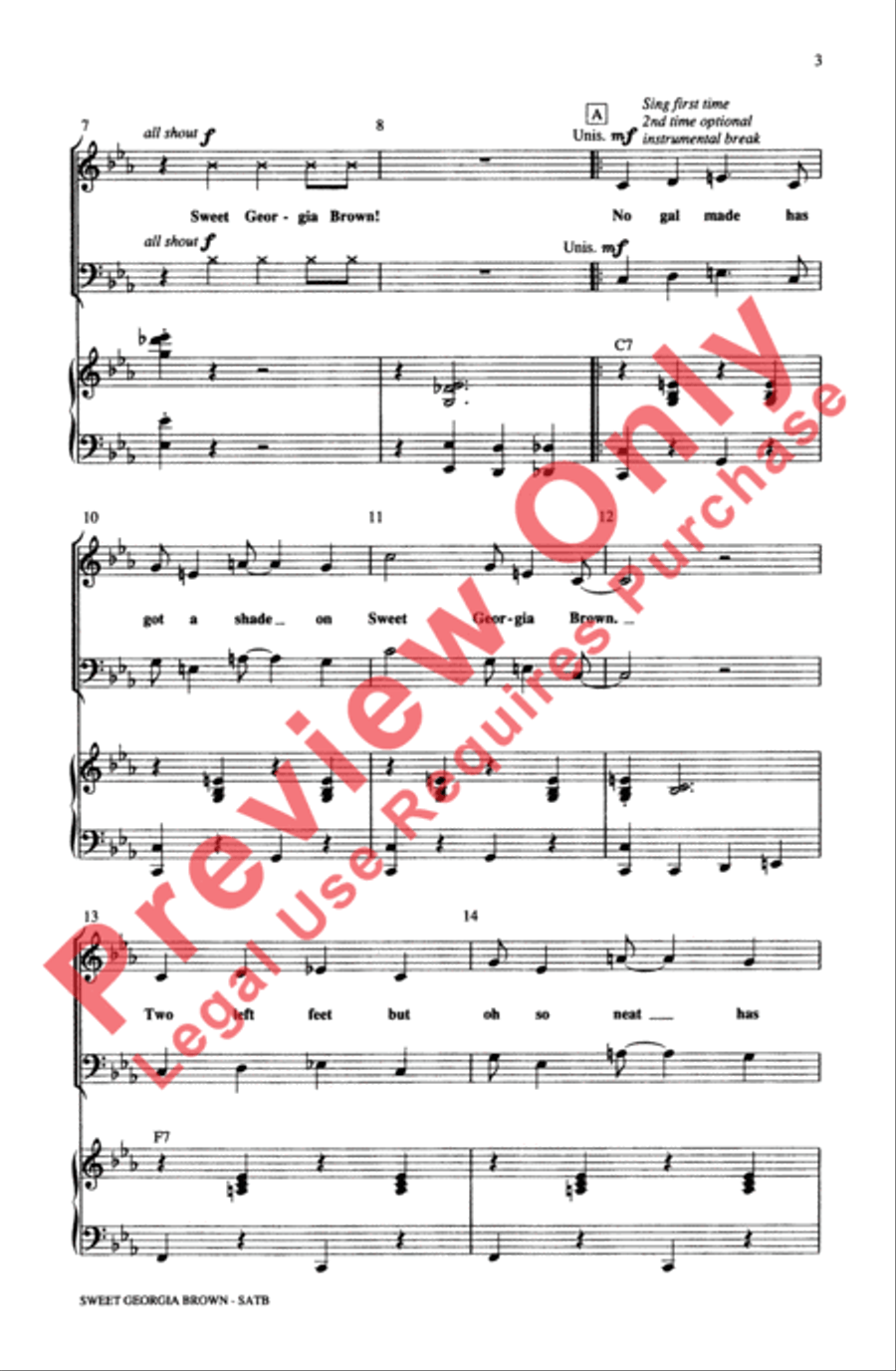 Sweet Georgia Brown Sweet Georgia Brown 4-Part scores gallery preview page 3