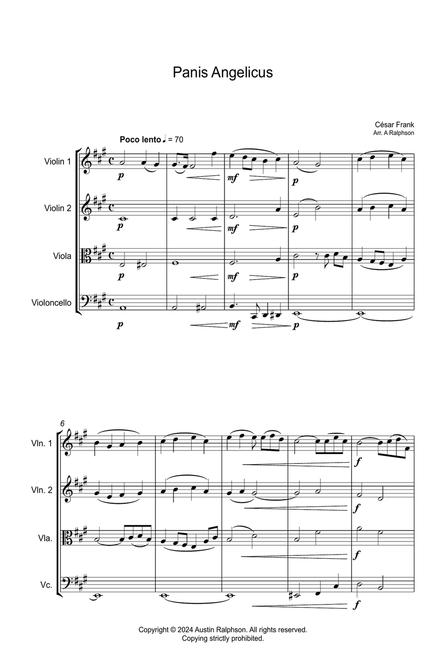 Panis Angelicus - string quartet accompaniment only (no melody line) String Quartet scores gallery preview page 3