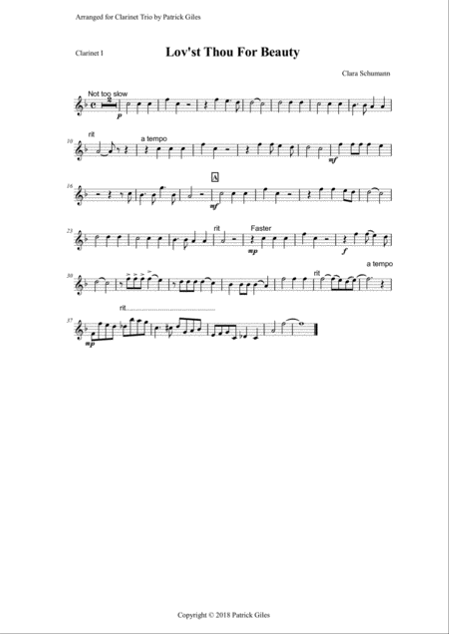 Lov'st Thou For Beauty - Clarinet Trio Clarinet Trio scores gallery preview page 3