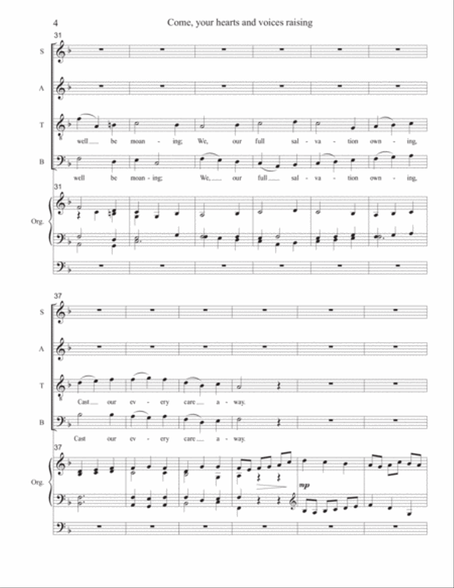 Come, your hearts and voices raising 4-Part scores gallery preview page 4