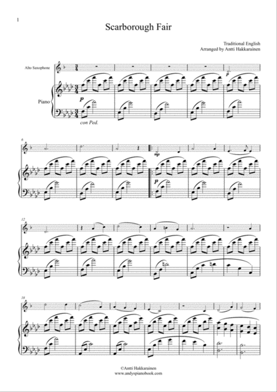 Scarborough Fair - Alto Saxophone & Piano Alto Saxophone scores gallery preview page 2
