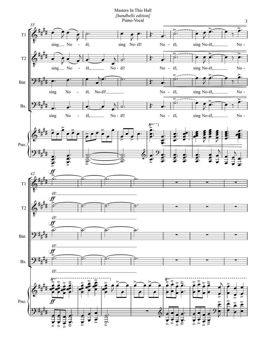 Masters In This Hall [+handbells edition] TTBB scores gallery preview page 3