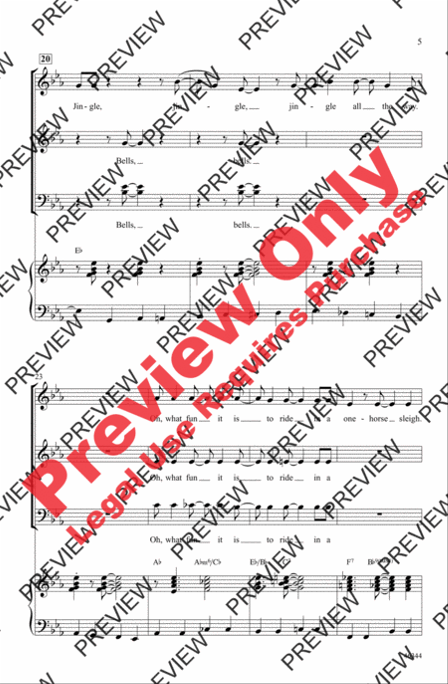 Jingle Bells 4-Part scores gallery preview page 5