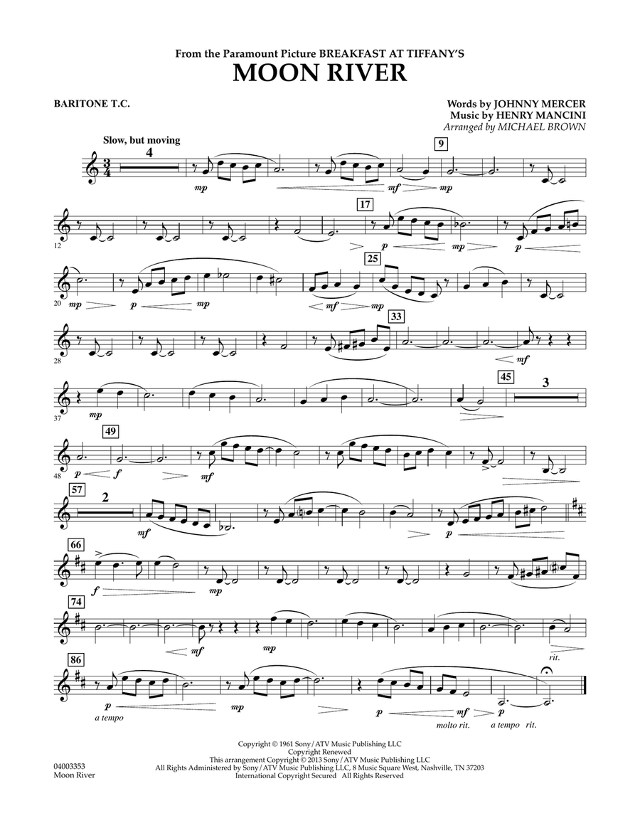 Moon River - Baritone T.C. Concert Band scores gallery preview page 1