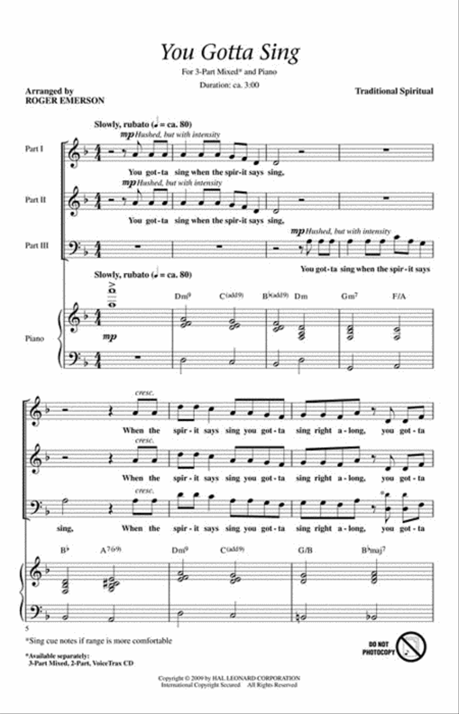 You Gotta Sing 3-Part scores gallery preview page 2