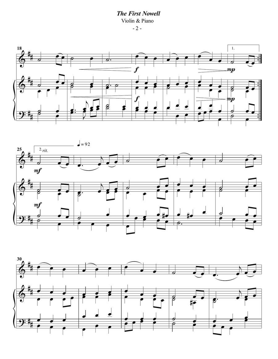 The First Noel for Violin & Piano Violin Solo scores gallery preview page 2