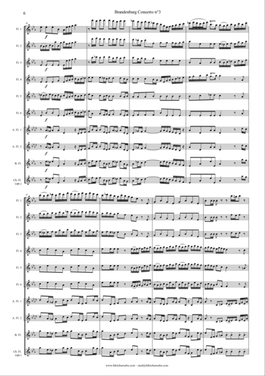 Brandenburg Concerto n°3 - Complete for Flute Choir Flute Choir scores gallery preview page 5