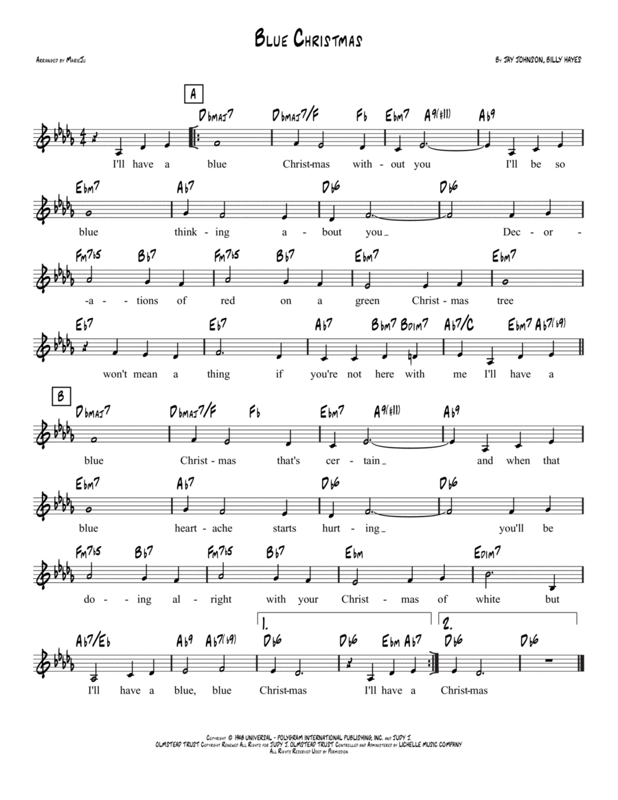 Blue Christmas Piano scores gallery preview page 1