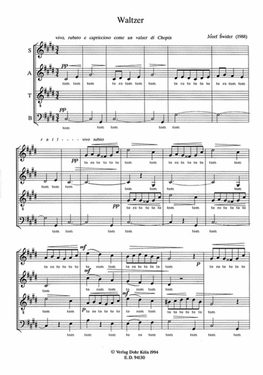 Walzer für vierstimmigen gemischten Chor a cappella (1988)