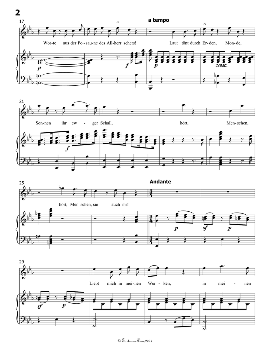 Die ihr des unermeβlichen weltalls, by Mozart, K.V.619, in E flat Major Piano, Vocal scores gallery preview page 4