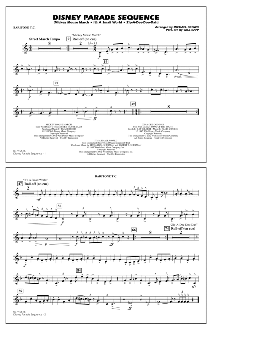 Disney Parade Sequence - Baritone T.C. Marching Band scores gallery preview page 1