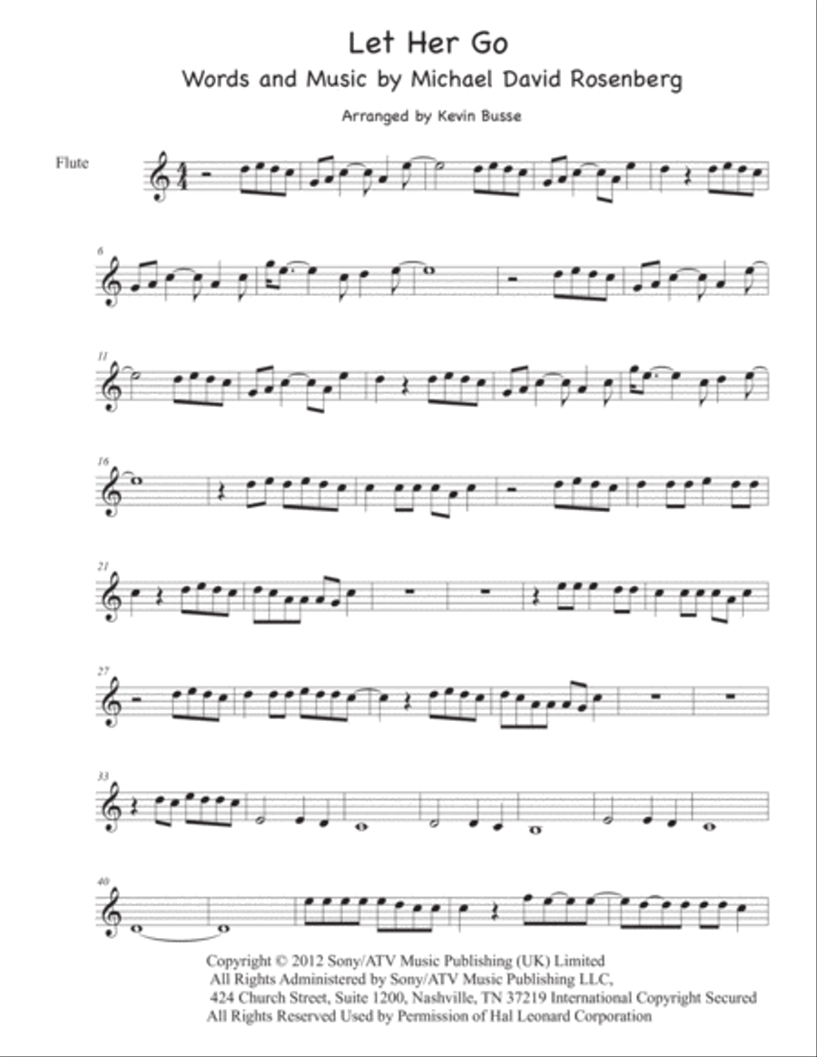 Let Her Go Flute Solo scores gallery preview page 1