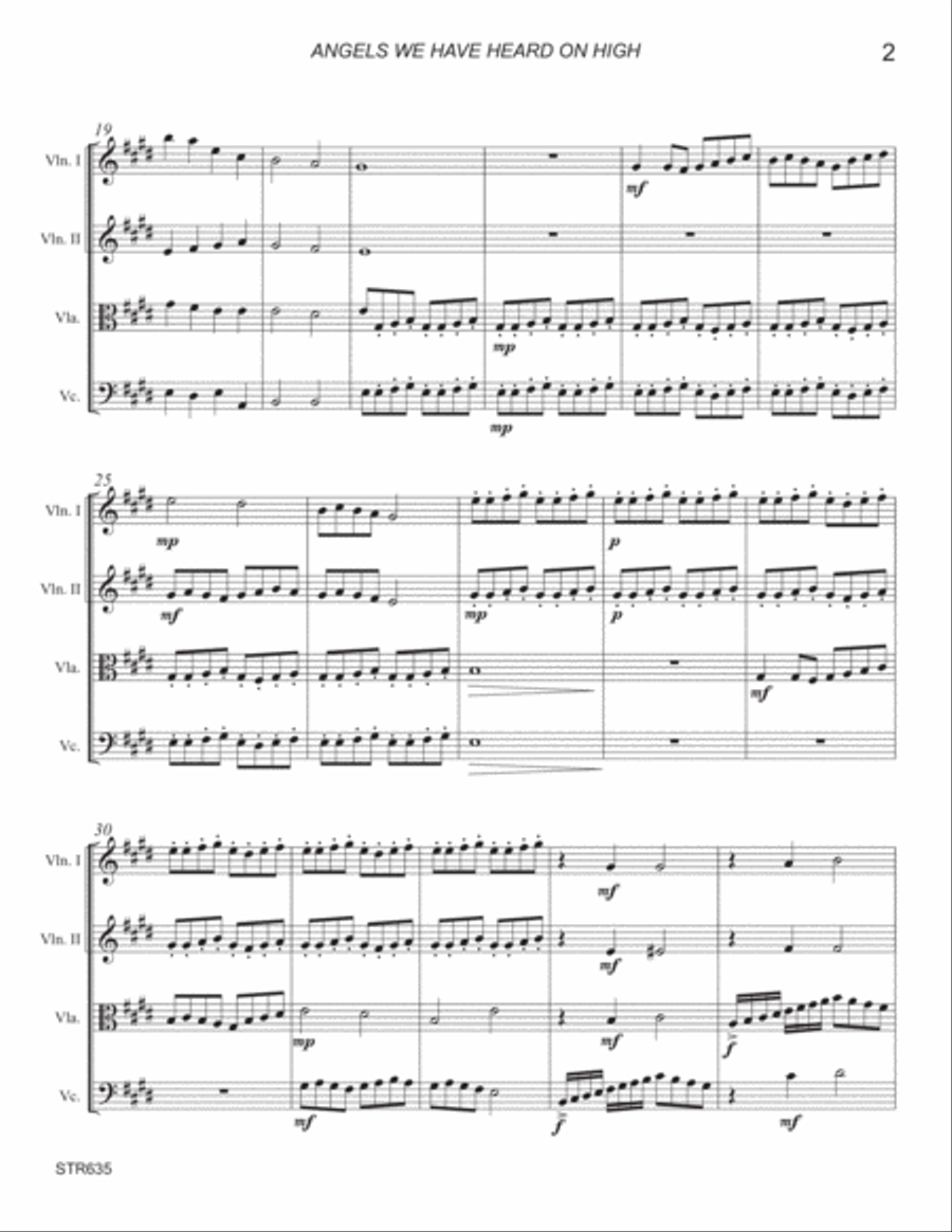 ANGELS WE HAVE HEARD ON HIGH - String Quartet (unaccompanied) - Grade 3 String Quartet scores gallery preview page 2
