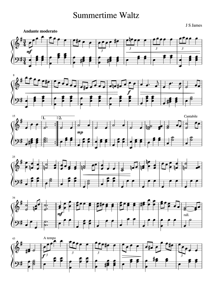 Summertime Waltz Piano Solo scores gallery preview page 1