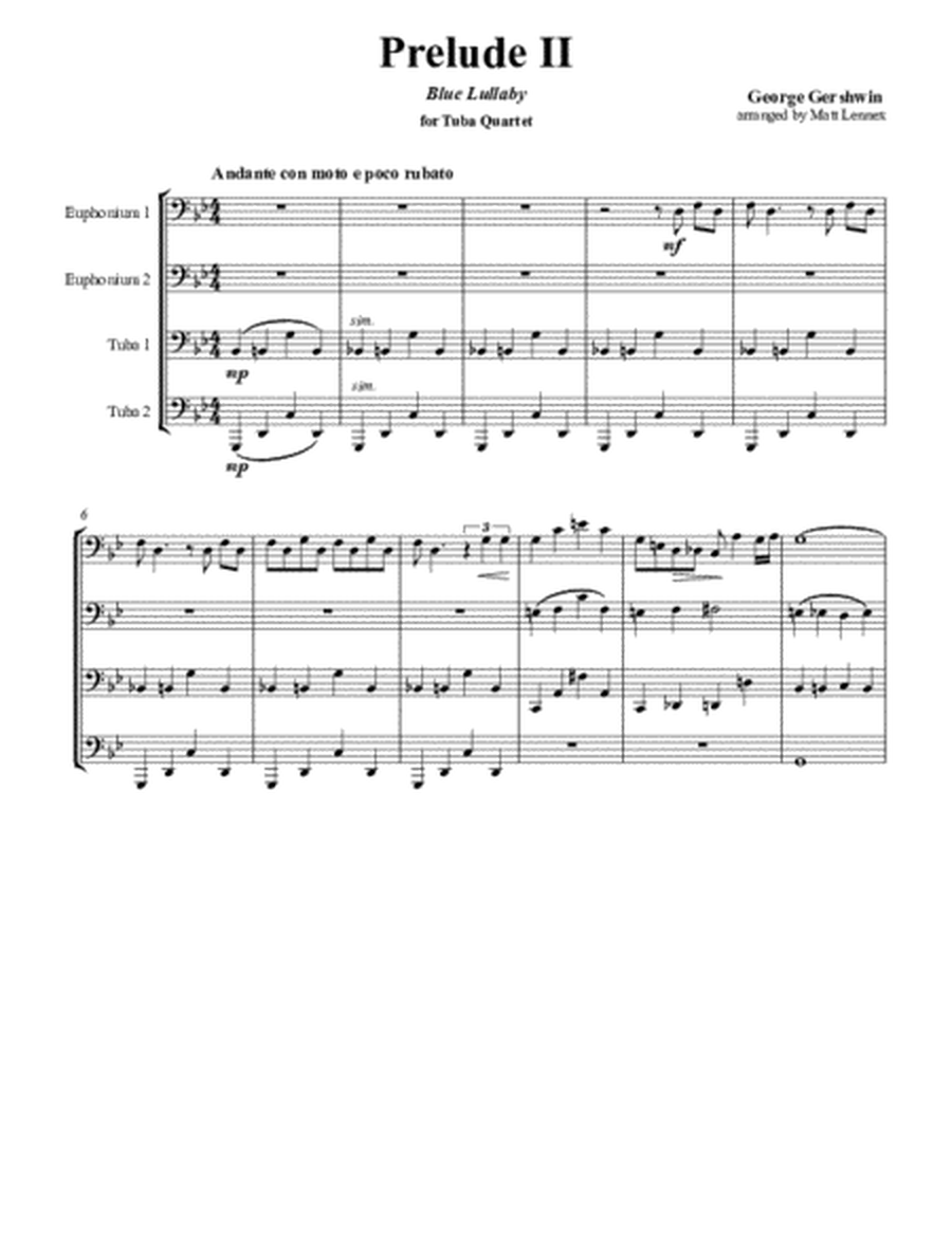 Prelude II Blue Lullaby for Tuba Quartet