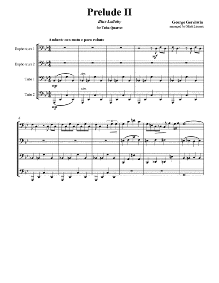 Prelude II Blue Lullaby for Tuba Quartet