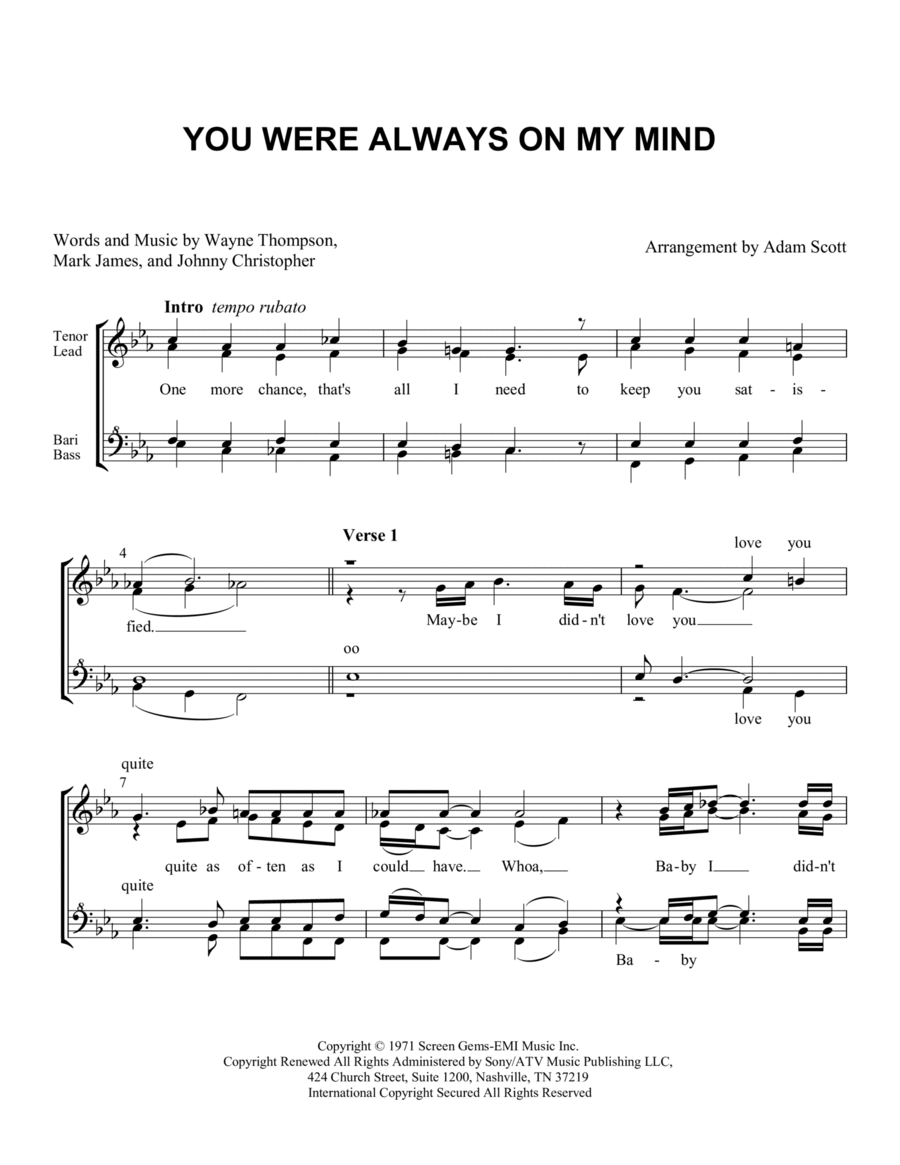 Always On My Mind SSAA scores gallery preview page 1