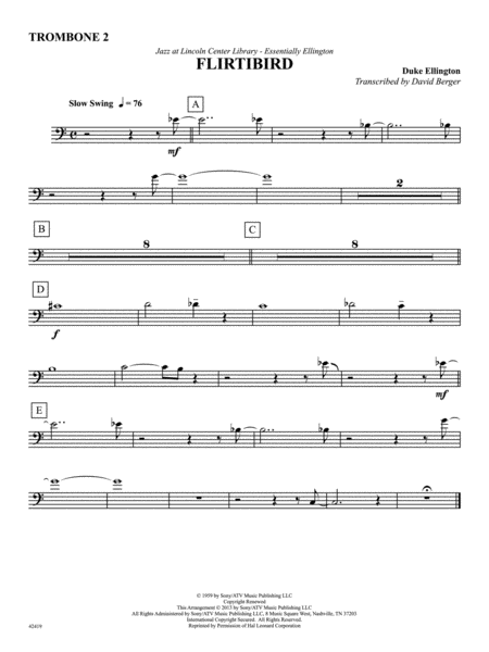 Flirtbird (from Anatomy of a Murder): 2nd Trombone