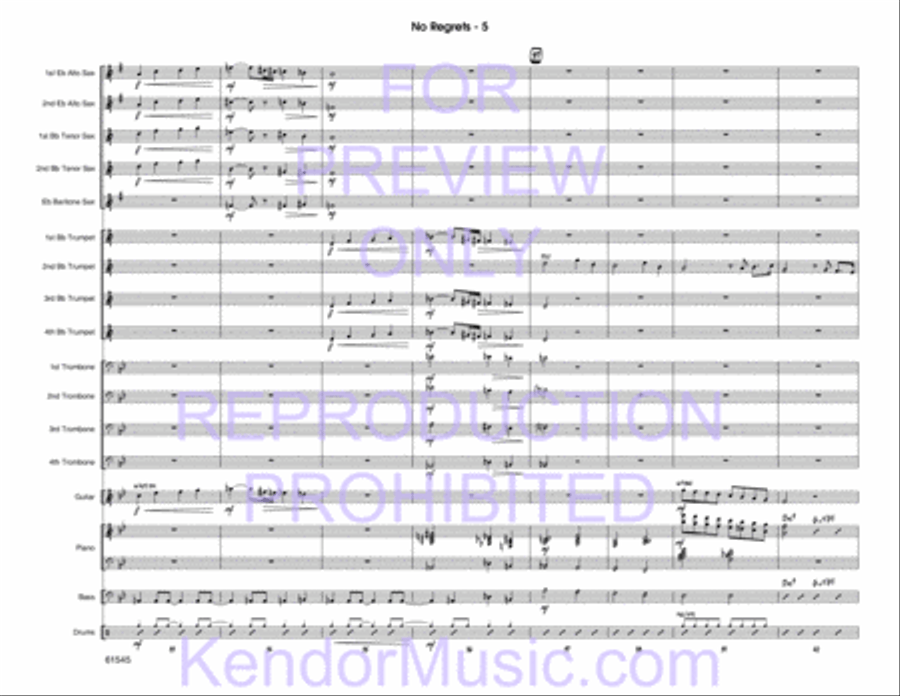 No Regrets (Full Score) Jazz Ensemble scores gallery preview page 6