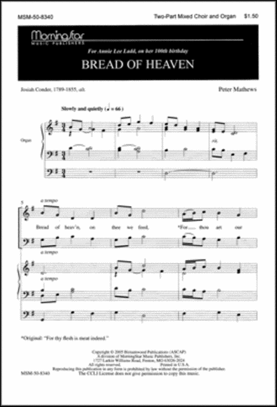 Bread of Heaven Bread of Heaven 3-Part scores gallery preview page 1