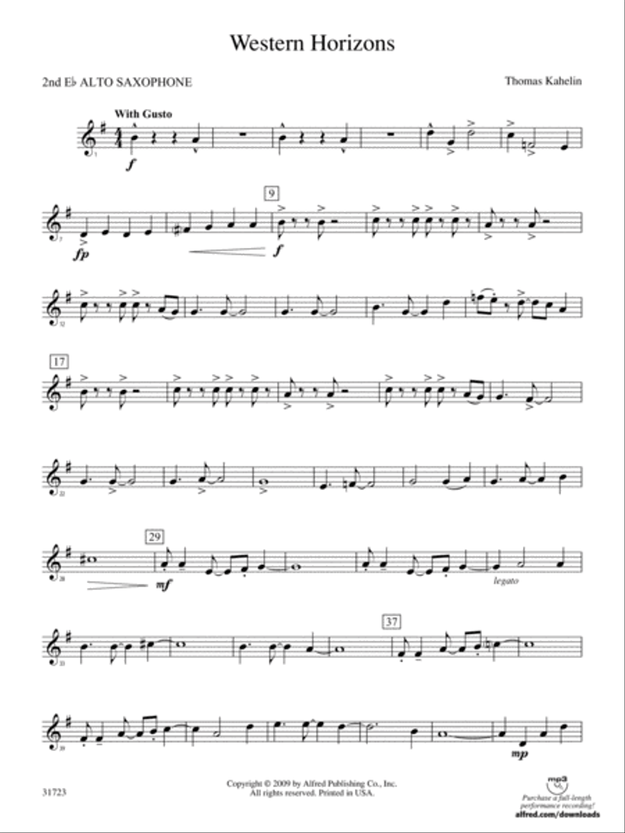 Western Horizons: 2nd E-flat Alto Saxophone Concert Band scores gallery preview page 1