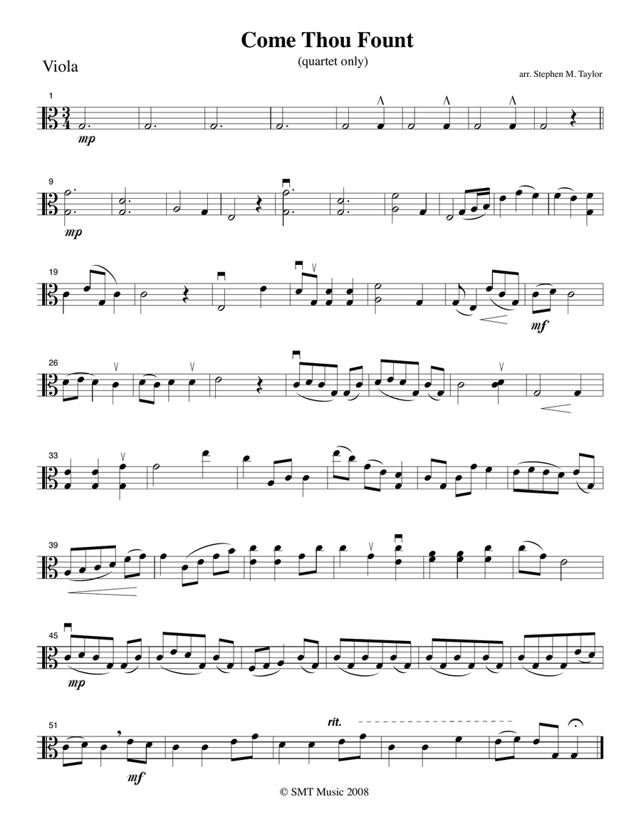 Come Thou Fount of Every Blessing String Quartet scores gallery preview page 1