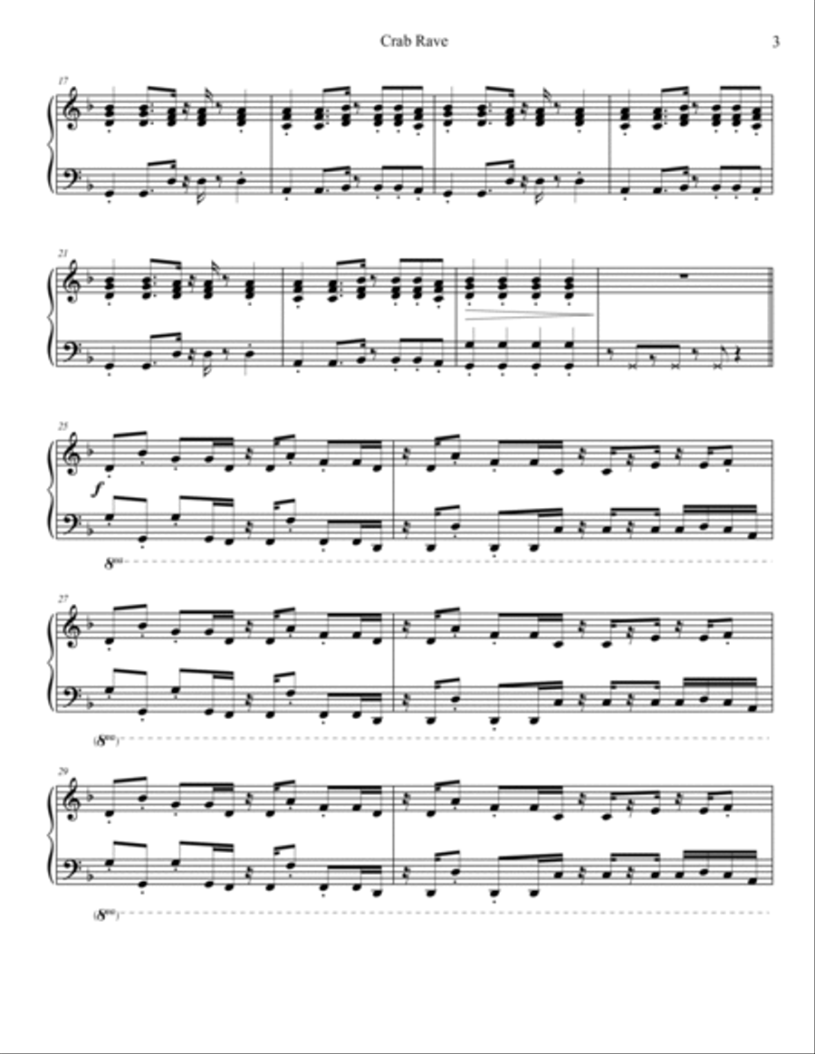 Crab Rave Piano Solo scores gallery preview page 3