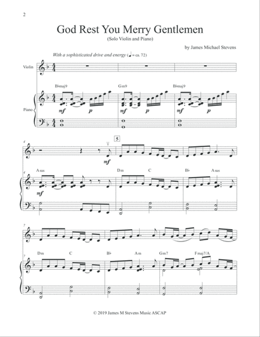 God Rest You Merry Gentlemen - Christmas Violin Violin Solo scores gallery preview page 2