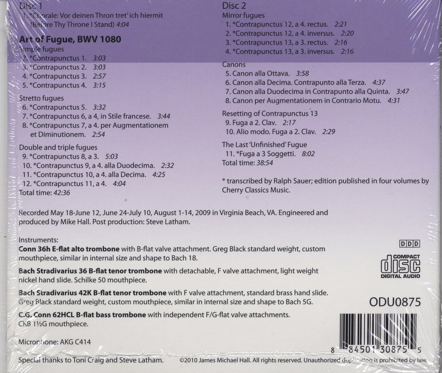 Art of Fugue BWV 1080 Audio - CD (2) CD scores gallery preview page 1