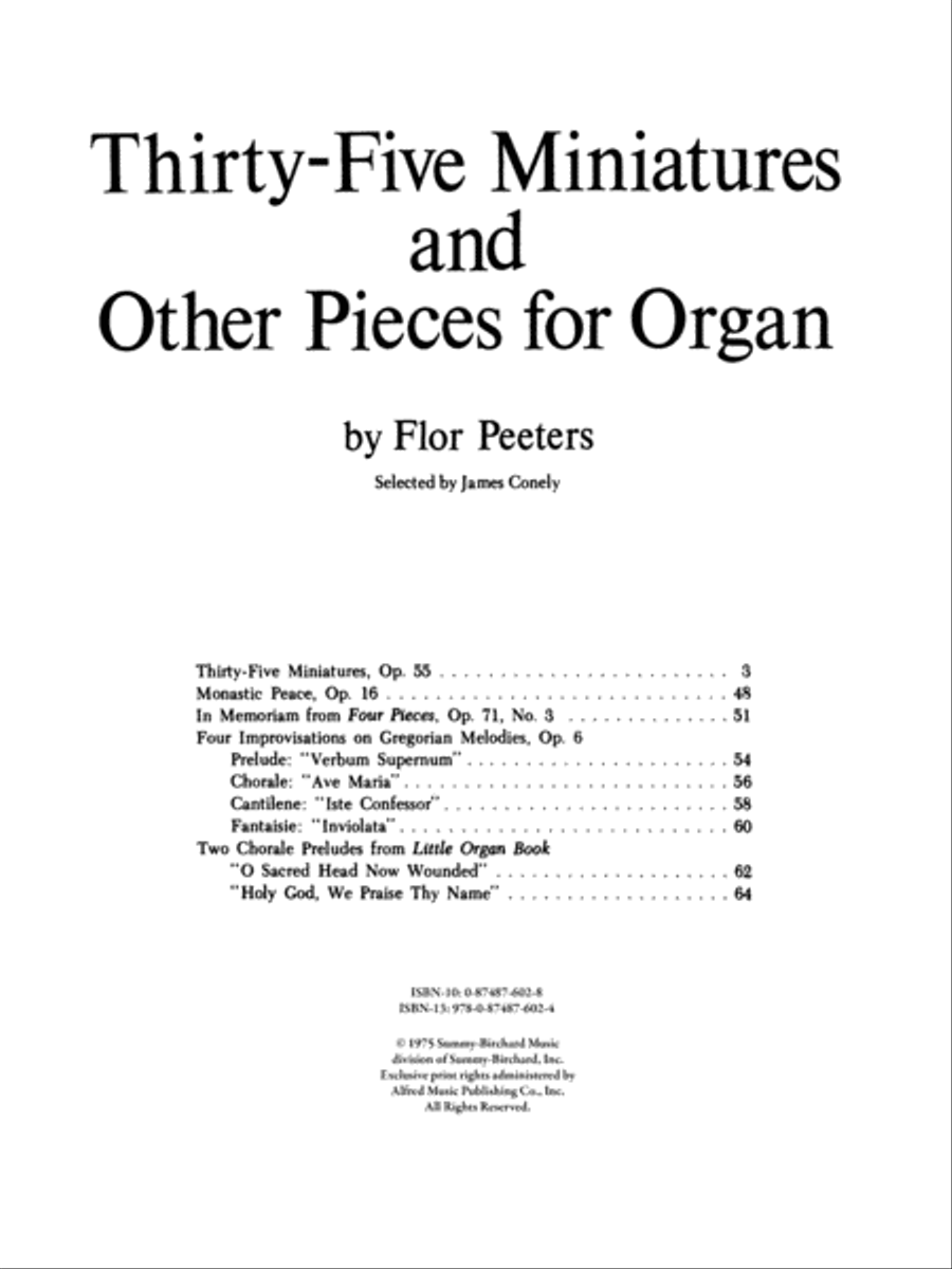 Thirty-Five Miniatures and Other Pieces for Organ