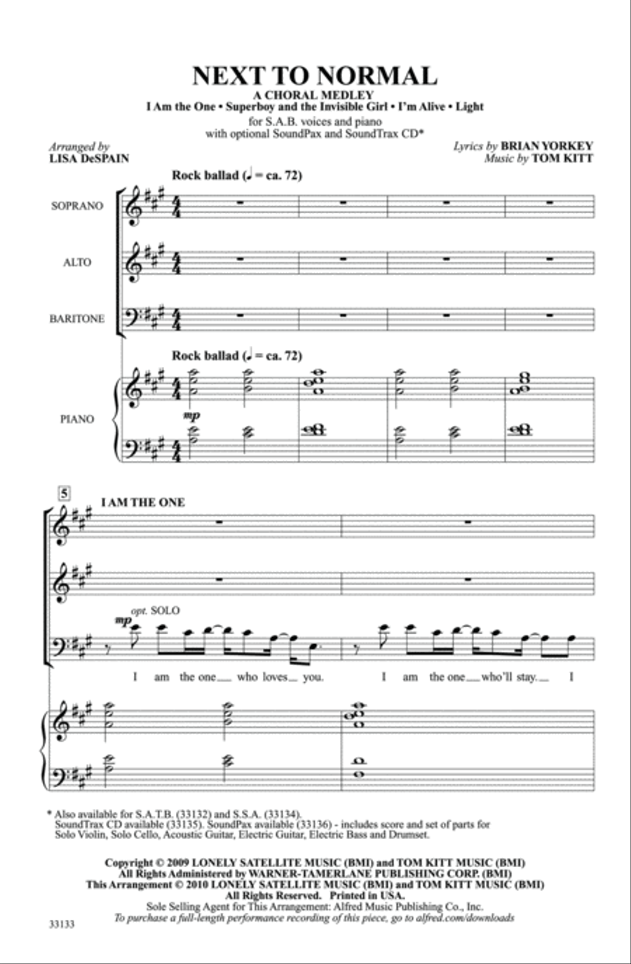 Next to Normal: A Choral Medley 3-Part scores gallery preview page 2