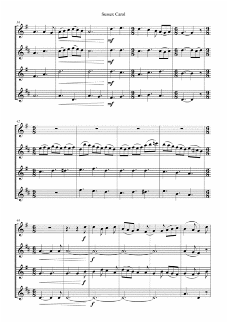 SUSSEX CAROL - for Saxophone Quartet image number null