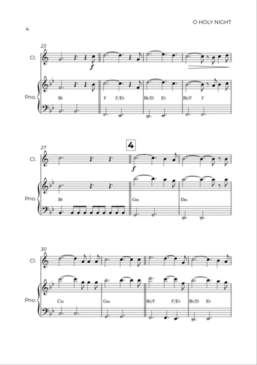 O Holy Night Clarinet Solo scores gallery preview page 4