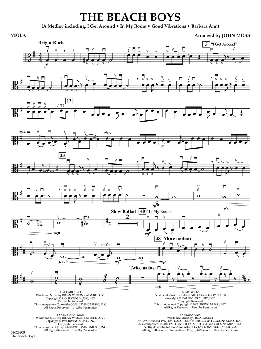 Book cover for The Beach Boys (arr. John Moss) - Viola