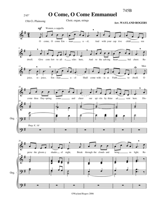 O Come, O Come Emmanuel (full score, choral score and parts)