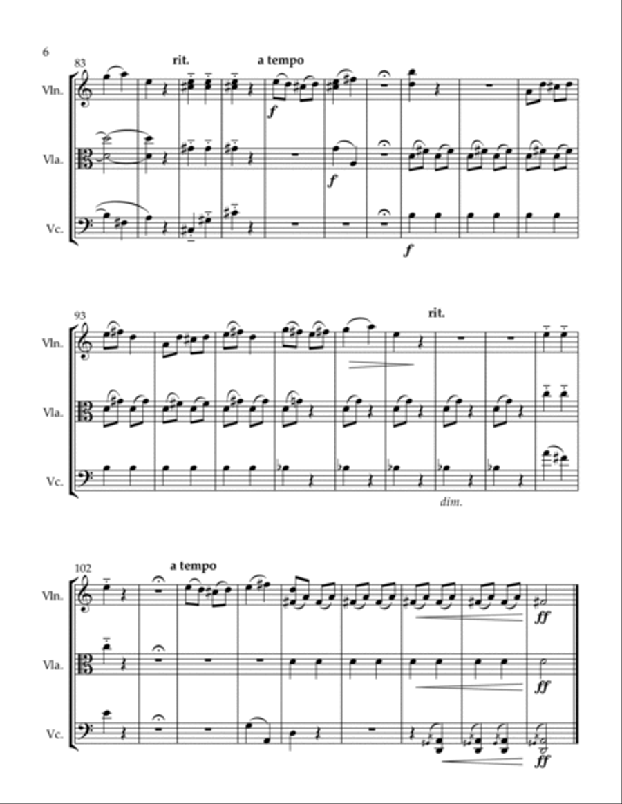 3 Trios Cheers She Walks My Way Happy Dance String Trio scores gallery preview page 6