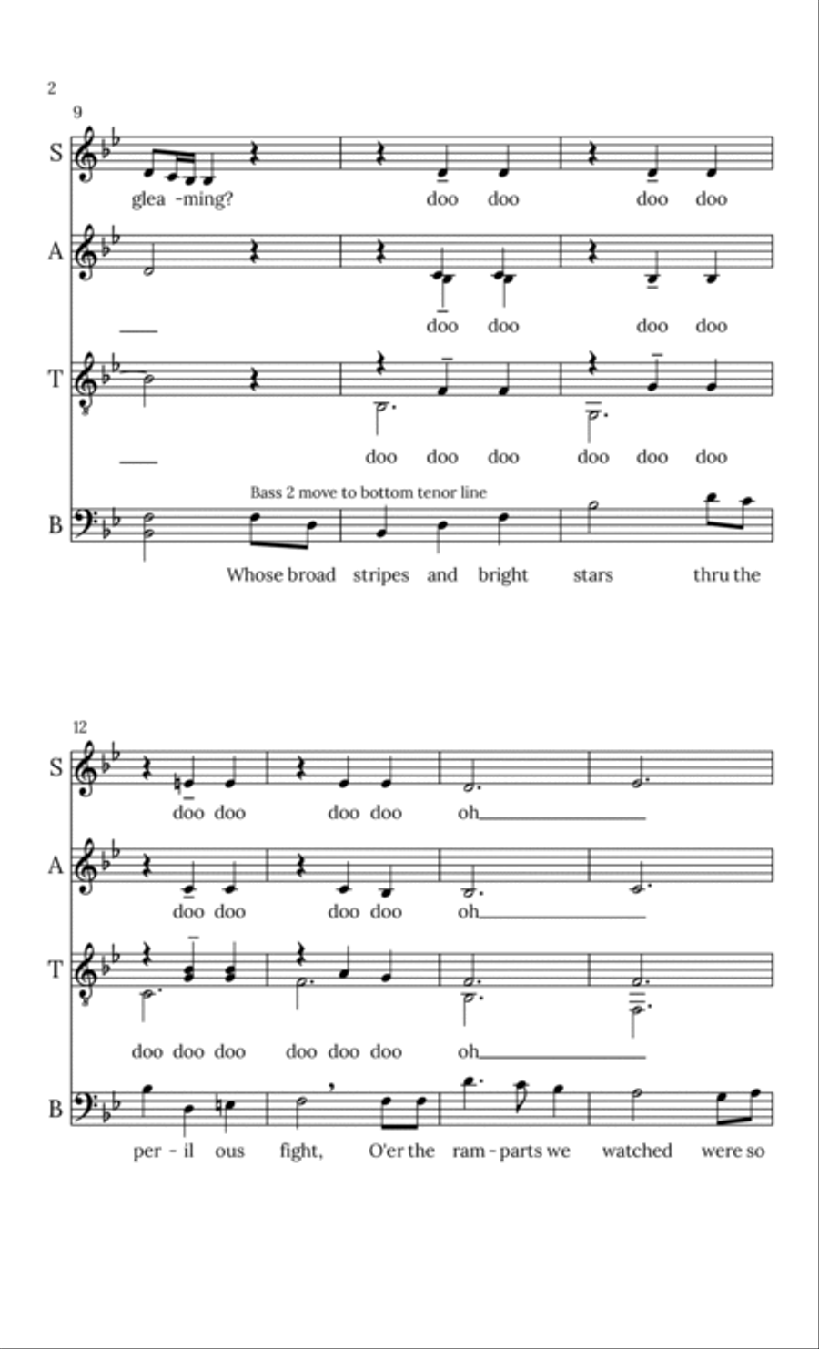 Star Spangled Banner 4-Part scores gallery preview page 2