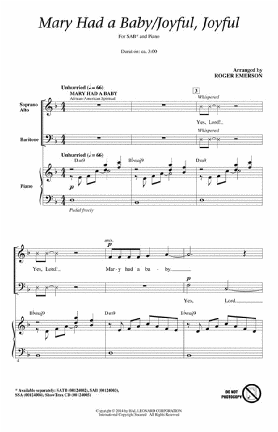Mary Had a Baby/Joyful, Joyful 3-Part scores gallery preview page 2