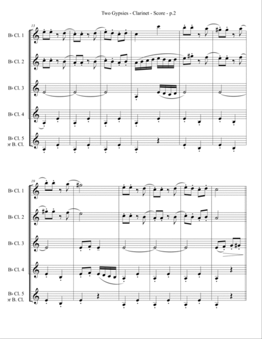 Two Gypsies - Clarinet Quintet/Ensemble Clarinet Quintet scores gallery preview page 3
