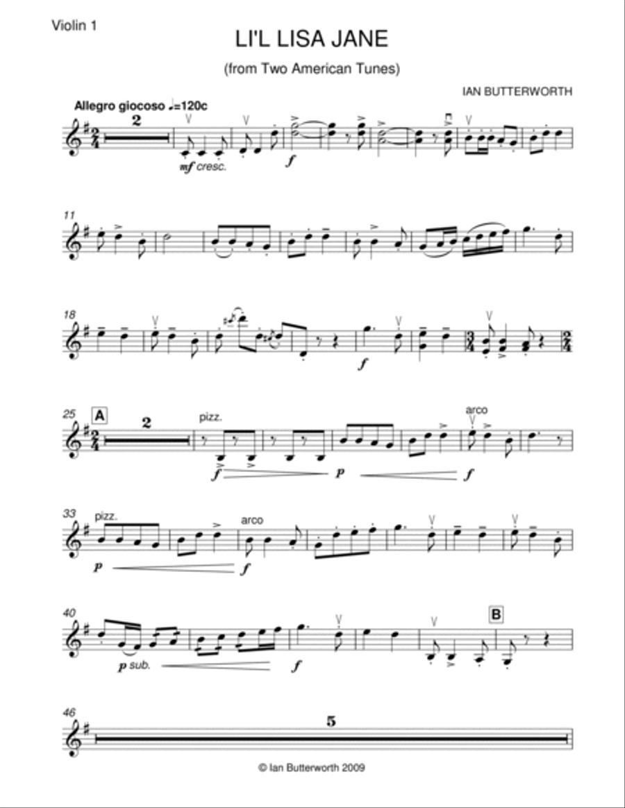 IAN BUTTERWORTH L'il Lisa Jane for string quartet String Quartet scores gallery preview page 4